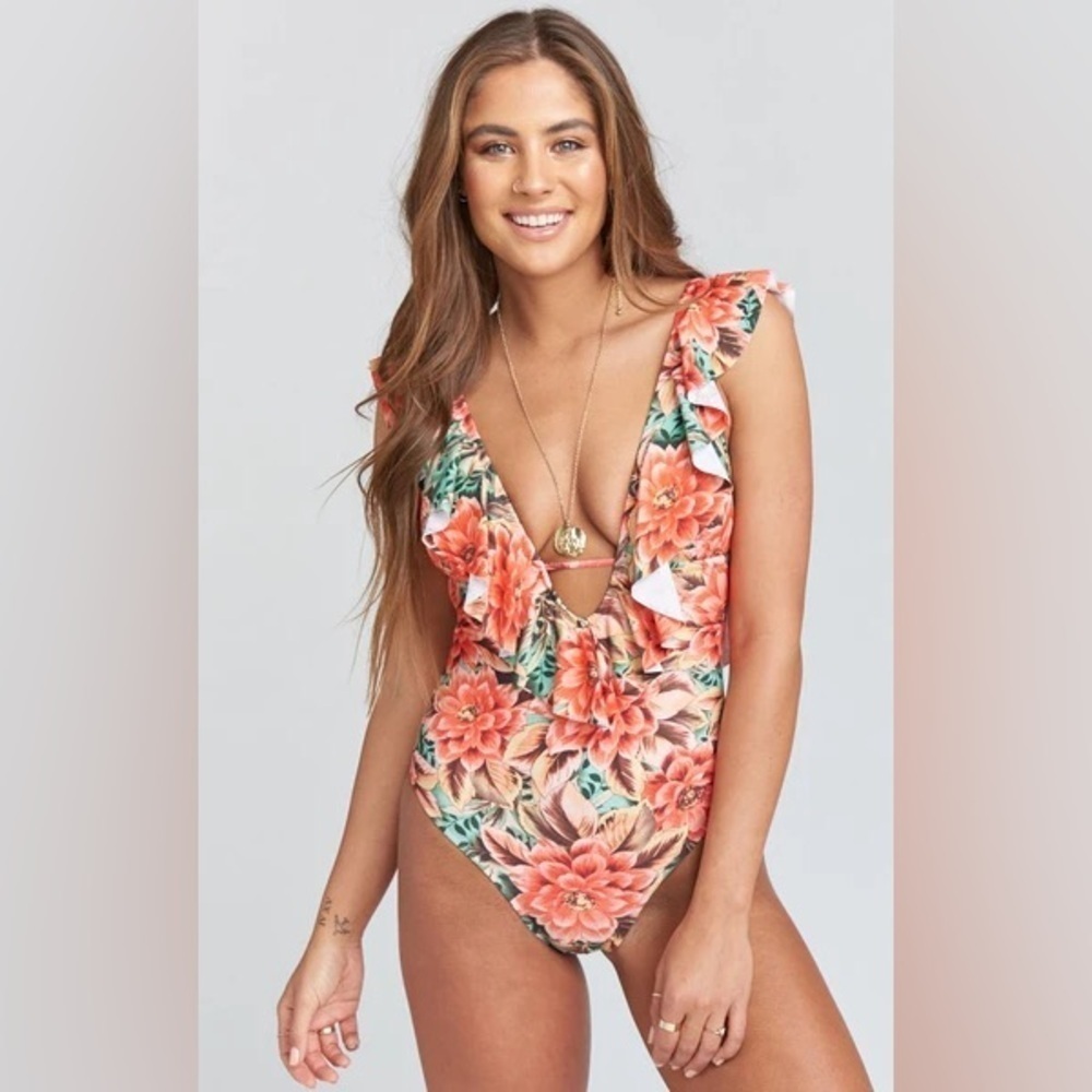 Show Me Your Mumu Women’s Capri Ruffled One Piece Swimsuit Size S Resort Wear